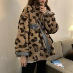 画像2: Women's Leopard Fake Sheepskin Reversible Denim G Jean Jacket レオパード ヒョウ柄シープスキン リバーシブル オーバーサイズ デニムGジャン コート ジャケット (2)