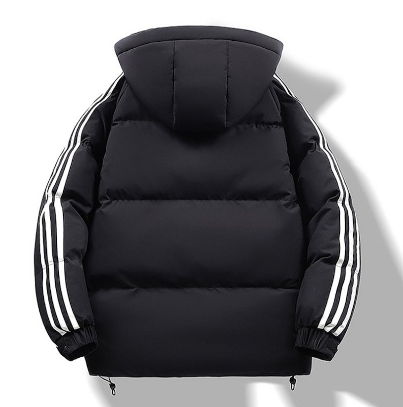 画像6: 3 Stripe Down Short Hoodie Coat Jacket ユニセックス 男女兼用 スリーストライプショート丈フーディダウンコートベンチコート (6)