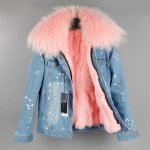 画像6: Real Rubbit Fur Denim Jacket リアルファー付きデニムダメージGジャン ジャケット プラスサイズあり (6)