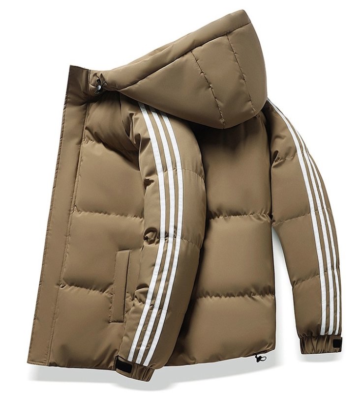 画像8: 3 Stripe Down Short Hoodie Coat Jacket ユニセックス 男女兼用 スリーストライプショート丈フーディダウンコートベンチコート (8)