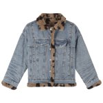 画像1: Women's Leopard Fake Sheepskin Reversible Denim G Jean Jacket レオパード ヒョウ柄シープスキン リバーシブル オーバーサイズ デニムGジャン コート ジャケット (1)