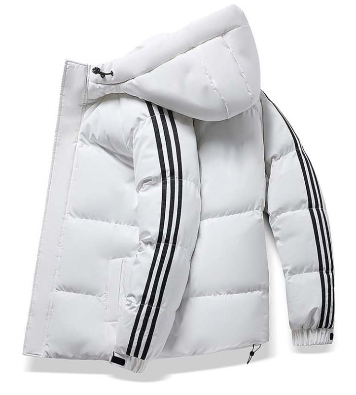 画像10: 3 Stripe Down Short Hoodie Coat Jacket ユニセックス 男女兼用 スリーストライプショート丈フーディダウンコートベンチコート (10)