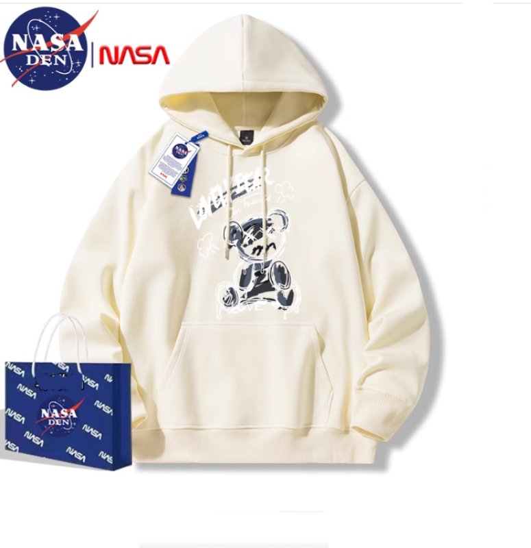 画像4: NASA Muddy Bear Print Hoodie　 ユニセックス男女兼用 ナサ×ヌーディベア プリント スウェット パーカートレーナー (4)
