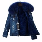 画像2: Real Rubbit Fur Denim Jacket リアルファー付きデニムダメージGジャン ジャケット プラスサイズあり (2)