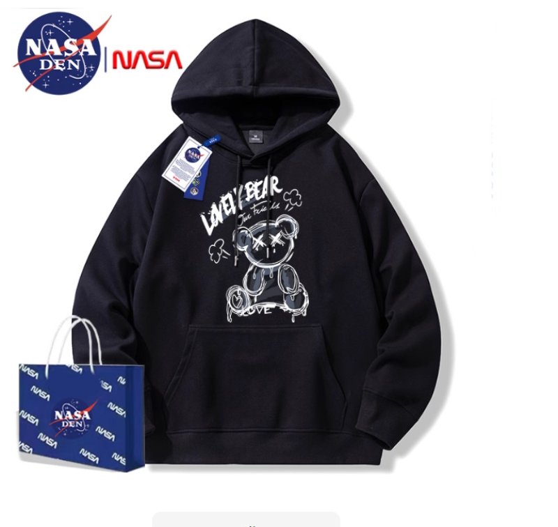 画像5: NASA Muddy Bear Print Hoodie　 ユニセックス男女兼用 ナサ×ヌーディベア プリント スウェット パーカートレーナー (5)