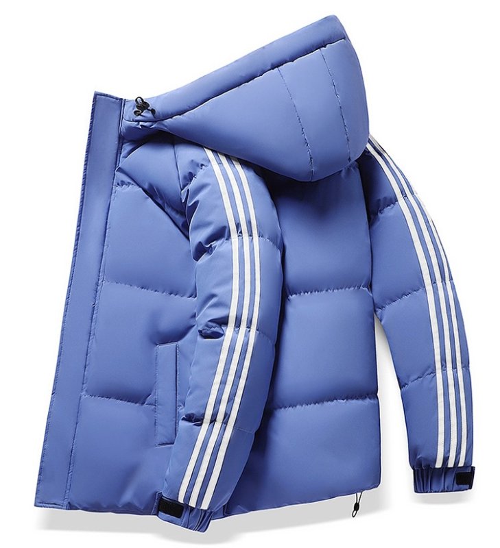 画像9: 3 Stripe Down Short Hoodie Coat Jacket ユニセックス 男女兼用 スリーストライプショート丈フーディダウンコートベンチコート (9)