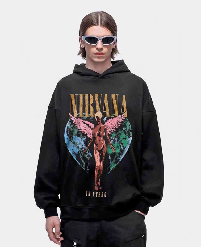画像3: Nirvana Angel Love Earth Print Hoodie　ユニセックス男女兼用ニルヴァーナエンジェルラブアースプリントフーディスウェット  (3)