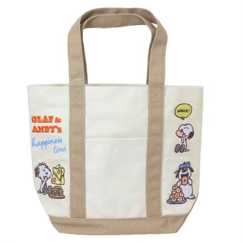 画像2: Snoopy & Woodstock embroidered tote shoulder bag　スヌーピー＆ウッドストック刺繍トートショルダーバッグ (2)