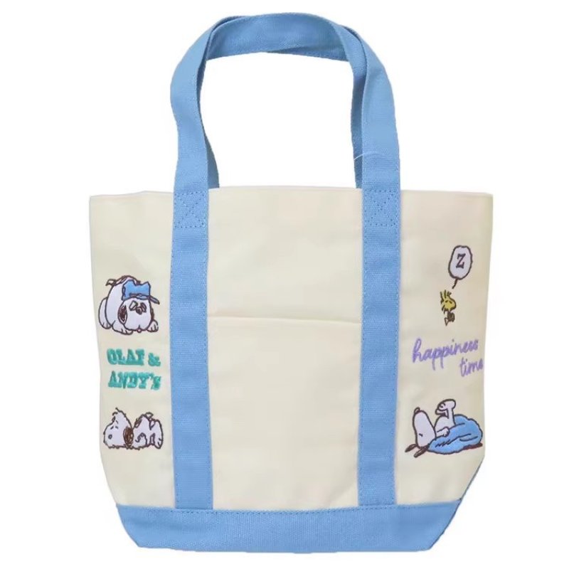 画像1: Snoopy & Woodstock embroidered tote shoulder bag　スヌーピー＆ウッドストック刺繍トートショルダーバッグ (1)