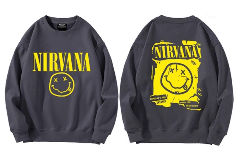 画像3: Unisex Nirvana x Smile long sleeve sweatshirts  男女兼用  ユニセックスニルヴァーナ×スマイルプリント 長袖スウェットシャツ  トレーナー (3)