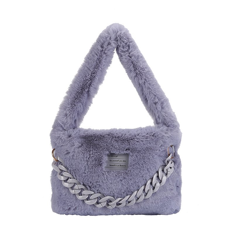 画像6: Fluffy colorful fur tote shoulder bag with chain　モコモコファーカラフルチェーン付きトートショルダーアンダーアームバッグ (6)