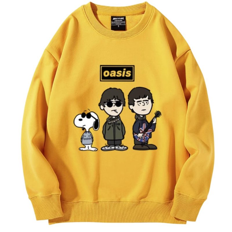 画像5: SALE セール Unisex Oasis Band x Snoopy Band Vintage Style Sweat Shirts Pullover  オアシス ×スヌーピー ヴィンテージスタイル 古着風 ヴィンテージ風 プリント スウェット トレーナー ユニセックス 男女兼用 バンド (5)