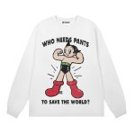 画像1: Unisex Astro Boy WHO NEEDS PANTS Print Crew Neck Long Sleeve Tshirts Sweatshirt Pullover 男女兼用 ヴィンテージ風 ラウンドネック アストロボーイ鉄腕アトムプリント ロングスリーブTシャツ 長袖スウェット トレーナー プルオーバー (1)