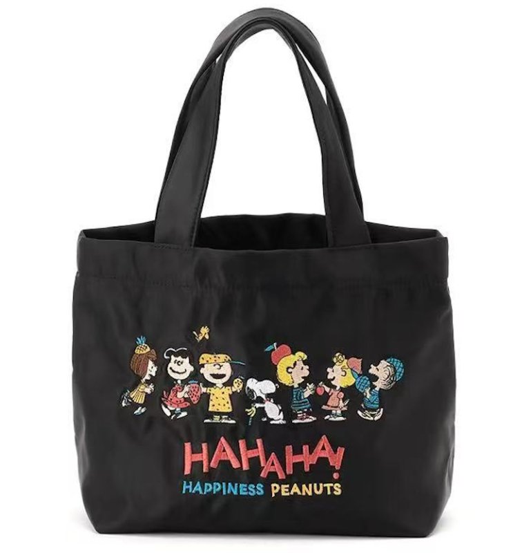 画像1: Snoopy & Friends Embroidered Tote Shoulder Bag　スヌーピー＆フレンド刺繍トートショルダーショッピングエコバッグ (1)