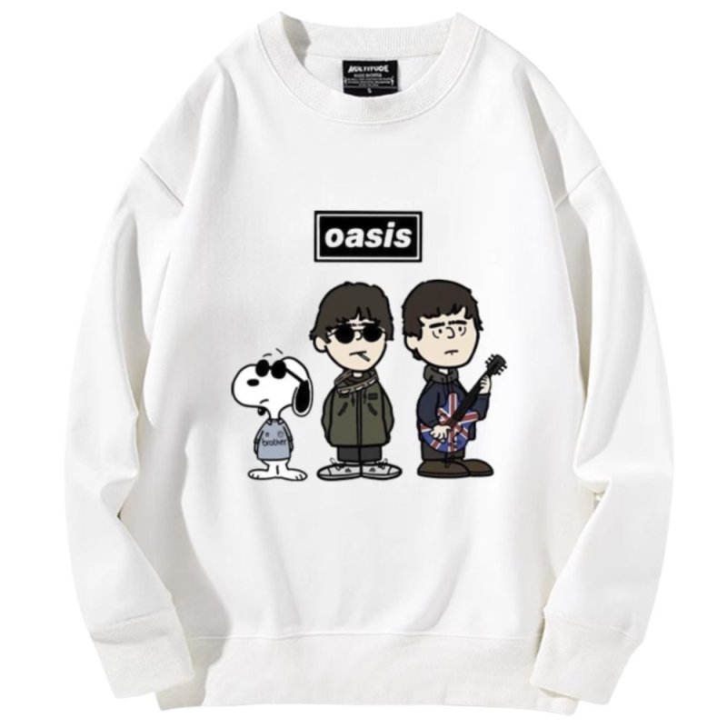 画像3: SALE セール Unisex Oasis Band x Snoopy Band Vintage Style Sweat Shirts Pullover  オアシス ×スヌーピー ヴィンテージスタイル 古着風 ヴィンテージ風 プリント スウェット トレーナー ユニセックス 男女兼用 バンド (3)