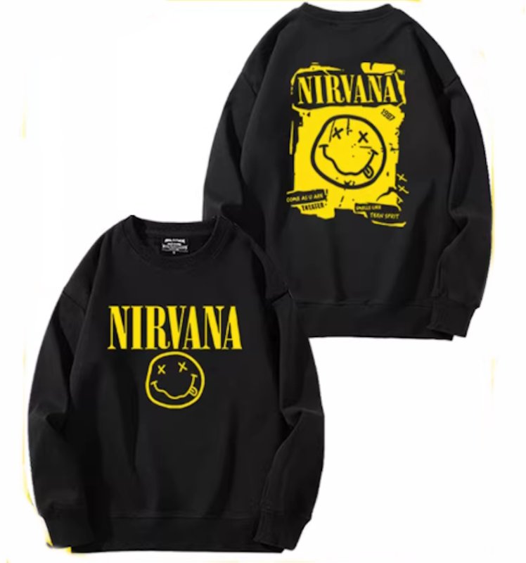 画像1: Unisex Nirvana x Smile long sleeve sweatshirts  男女兼用  ユニセックスニルヴァーナ×スマイルプリント 長袖スウェットシャツ  トレーナー (1)
