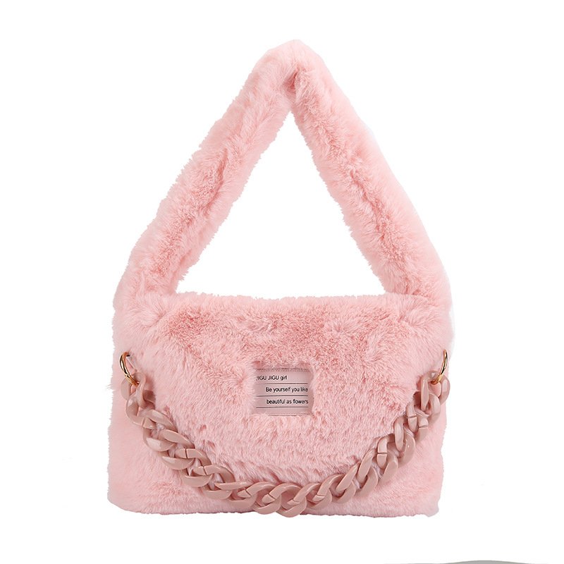 画像4: Fluffy colorful fur tote shoulder bag with chain　モコモコファーカラフルチェーン付きトートショルダーアンダーアームバッグ (4)