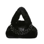 画像1: Fluffy fur trumpet colorful chain tote shoulder  Underarm bag　モコモコファートランペット型カラフルチェーン付きトートショルダーアンダーアームバッグ (1)