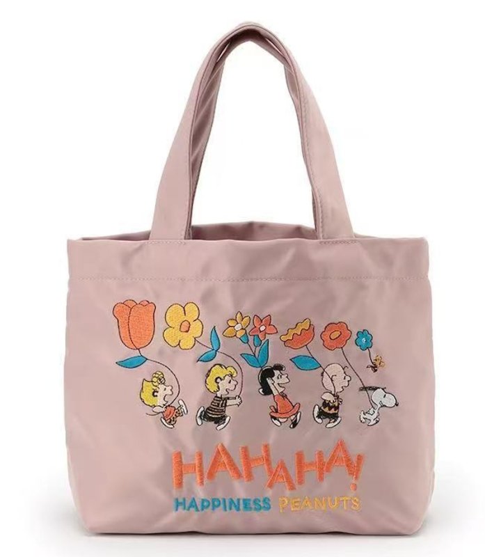 画像2: Snoopy & Friends Embroidered Tote Shoulder Bag　スヌーピー＆フレンド刺繍トートショルダーショッピングエコバッグ (2)