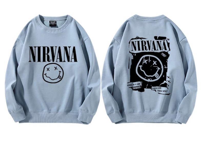 画像4: Unisex Nirvana x Smile long sleeve sweatshirts  男女兼用  ユニセックスニルヴァーナ×スマイルプリント 長袖スウェットシャツ  トレーナー (4)