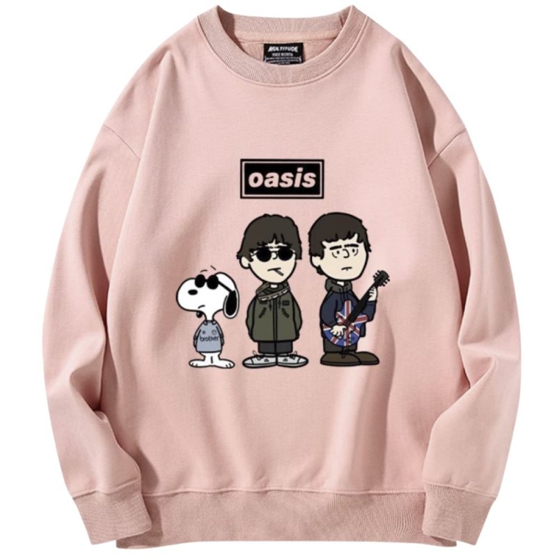 画像4: SALE セール Unisex Oasis Band x Snoopy Band Vintage Style Sweat Shirts Pullover  オアシス ×スヌーピー ヴィンテージスタイル 古着風 ヴィンテージ風 プリント スウェット トレーナー ユニセックス 男女兼用 バンド (4)