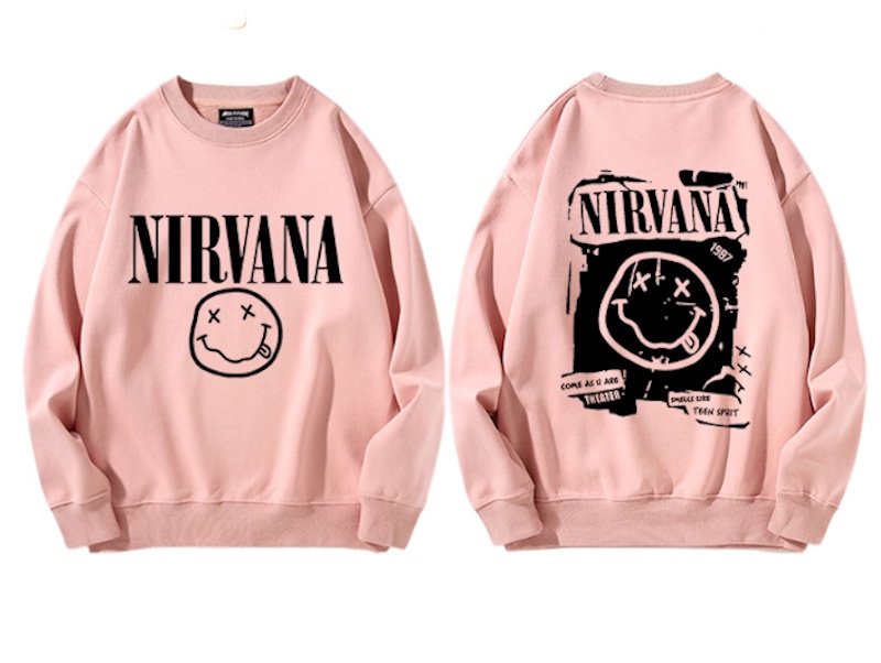 画像7: Unisex Nirvana x Smile long sleeve sweatshirts  男女兼用  ユニセックスニルヴァーナ×スマイルプリント 長袖スウェットシャツ  トレーナー (7)