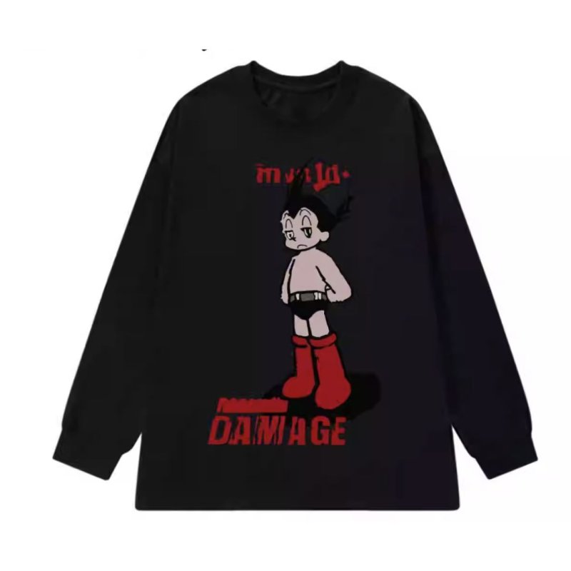 画像1: Vintade Unisex Astro Boy Print Crew Neck Long Sleeve Tshirts Sweatshirt Pullover 男女兼用 ヴィンテージ風 ラウンドネック アストロボーイ鉄腕アトムプリント ロングスリーブTシャツ 長袖スウェット トレーナー プルオーバー (1)