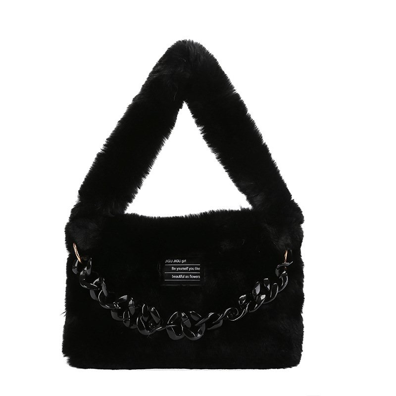 画像2: Fluffy colorful fur tote shoulder bag with chain　モコモコファーカラフルチェーン付きトートショルダーアンダーアームバッグ (2)