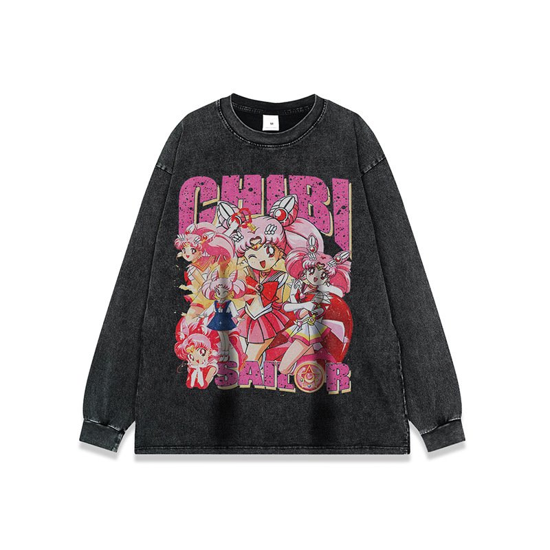 画像3: Chibi Sailor Moon print long-sleeved T-shirt  ちび美少女戦士セーラームーン  プリント 半袖Tシャツ  男女兼用 ユニセックス (3)