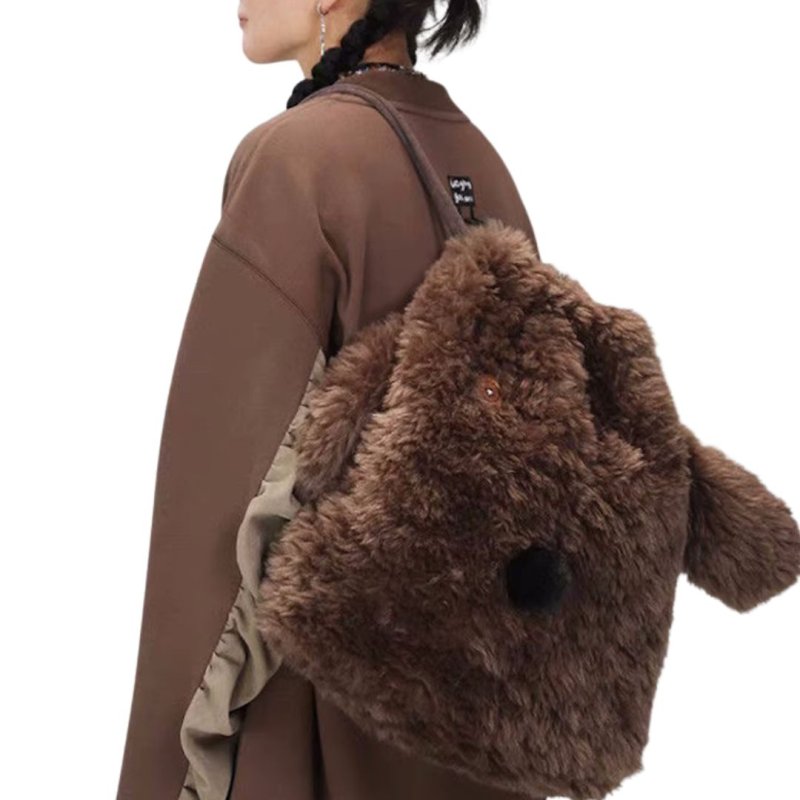 画像8: Fluffy Plush Dog Tote Shoulder Backpack Rucksack　モコモコぬいぐるみ犬ドッグトートショルダーバックパックリュックサック (8)