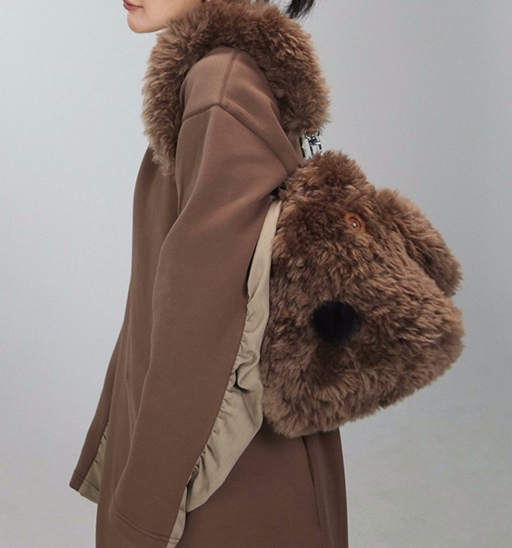 画像16: Fluffy Plush Dog Tote Shoulder Backpack Rucksack　モコモコぬいぐるみ犬ドッグトートショルダーバックパックリュックサック (16)