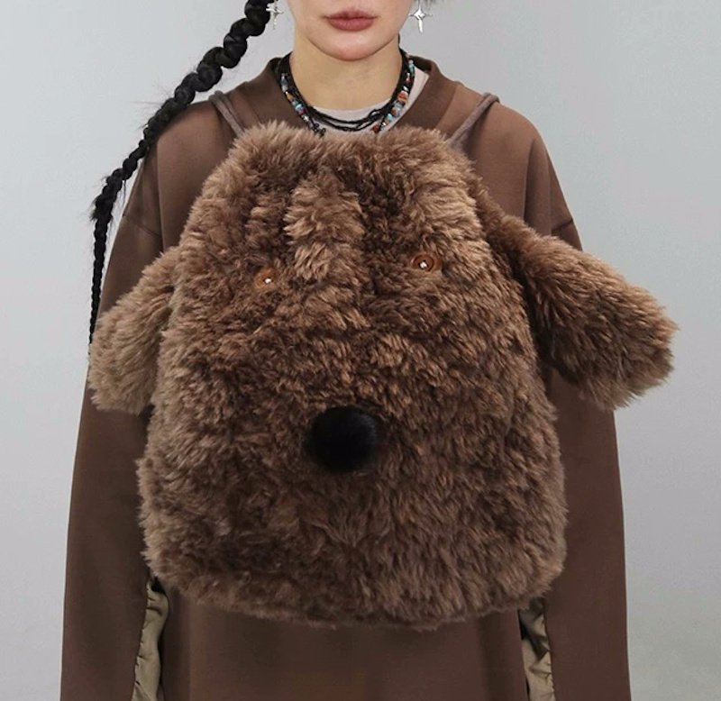 画像14: Fluffy Plush Dog Tote Shoulder Backpack Rucksack　モコモコぬいぐるみ犬ドッグトートショルダーバックパックリュックサック (14)