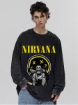 画像6: unisex Nirvana x Smile x Photo Print Vintage Style Long Sleeve T-Shirt   ユニセックスニルヴァーナ ×スマイル×フォト ヴィンテージスタイル 長袖ラウンドネック Tシャツ  バンドT (6)