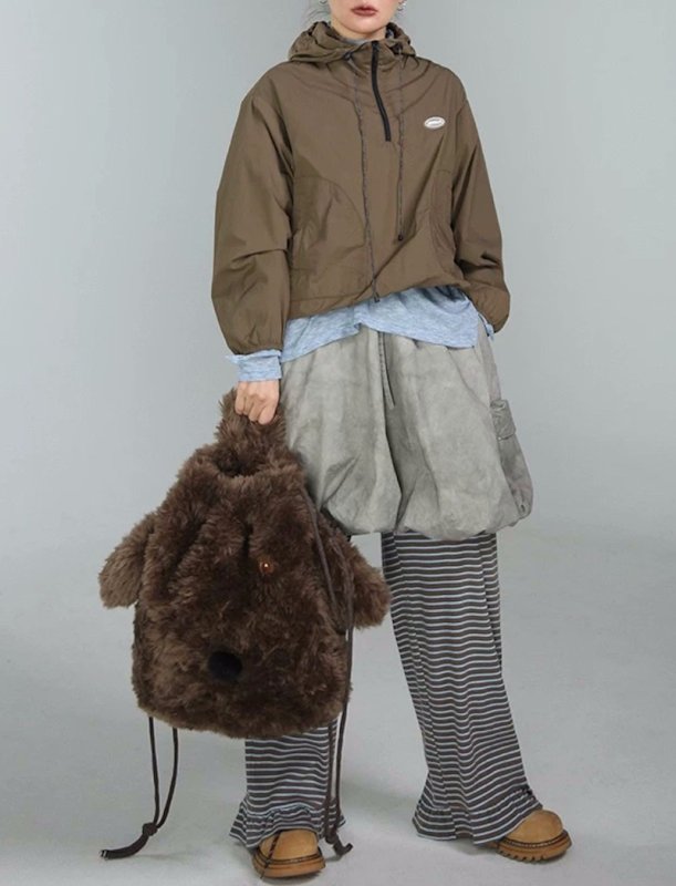 画像4: Fluffy Plush Dog Tote Shoulder Backpack Rucksack　モコモコぬいぐるみ犬ドッグトートショルダーバックパックリュックサック (4)