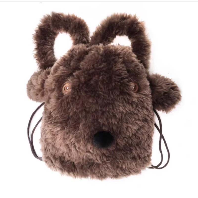 画像1: Fluffy Plush Dog Tote Shoulder Backpack Rucksack　モコモコぬいぐるみ犬ドッグトートショルダーバックパックリュックサック (1)