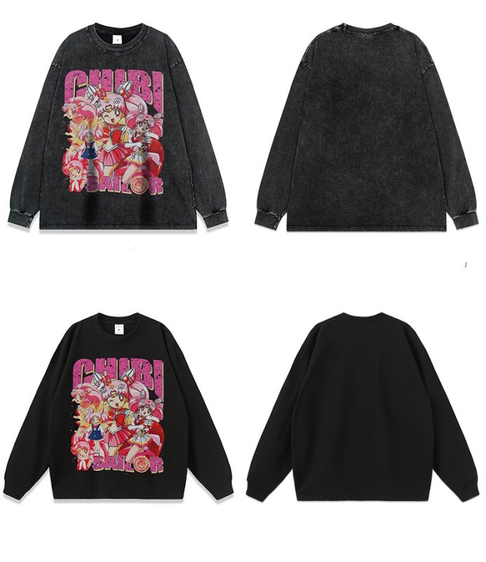 画像5: Chibi Sailor Moon print long-sleeved T-shirt  ちび美少女戦士セーラームーン  プリント 半袖Tシャツ  男女兼用 ユニセックス (5)