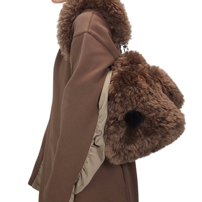 画像6: Fluffy Plush Dog Tote Shoulder Backpack Rucksack　モコモコぬいぐるみ犬ドッグトートショルダーバックパックリュックサック (6)