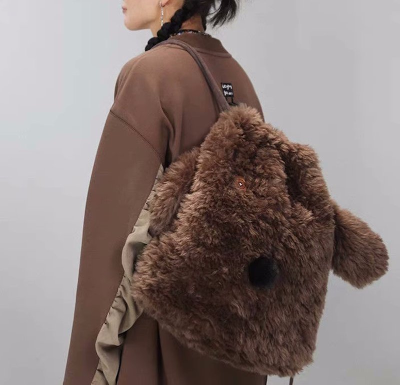 画像15: Fluffy Plush Dog Tote Shoulder Backpack Rucksack　モコモコぬいぐるみ犬ドッグトートショルダーバックパックリュックサック (15)