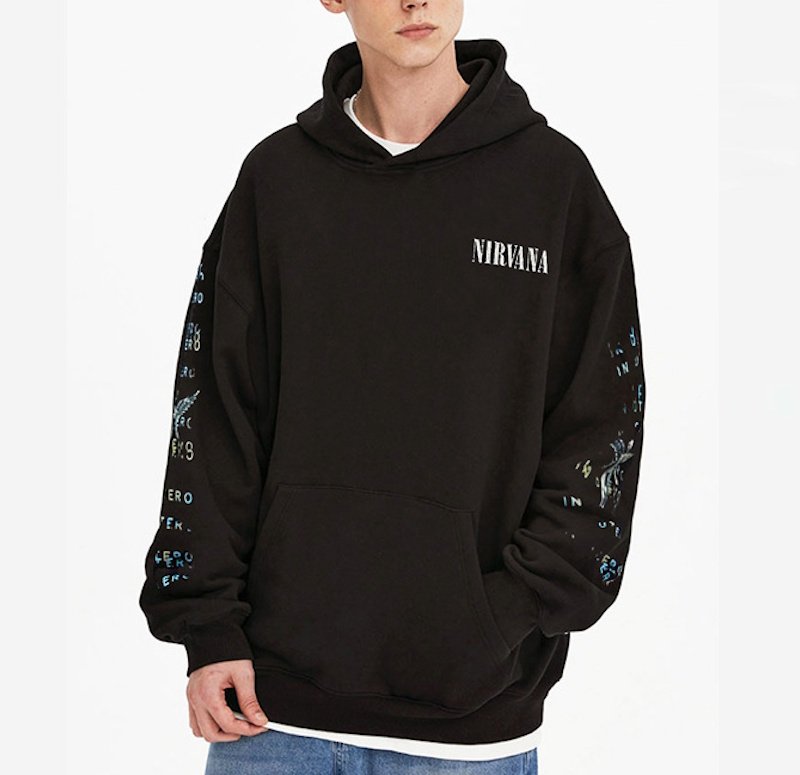 画像5: Unisex Nirvana Metallic Angel Print Hoodie  男女兼用 ユニセックスニルヴァーナ メタリック天使プリントフーディパーカー (5)