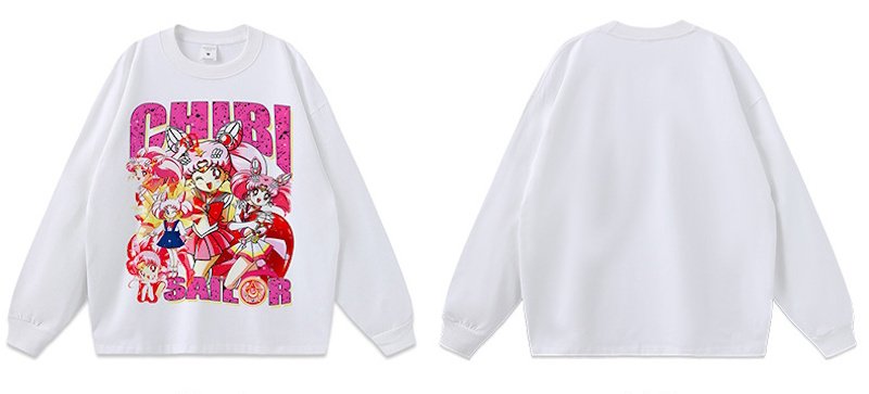 画像4: Chibi Sailor Moon print long-sleeved T-shirt  ちび美少女戦士セーラームーン  プリント 半袖Tシャツ  男女兼用 ユニセックス (4)