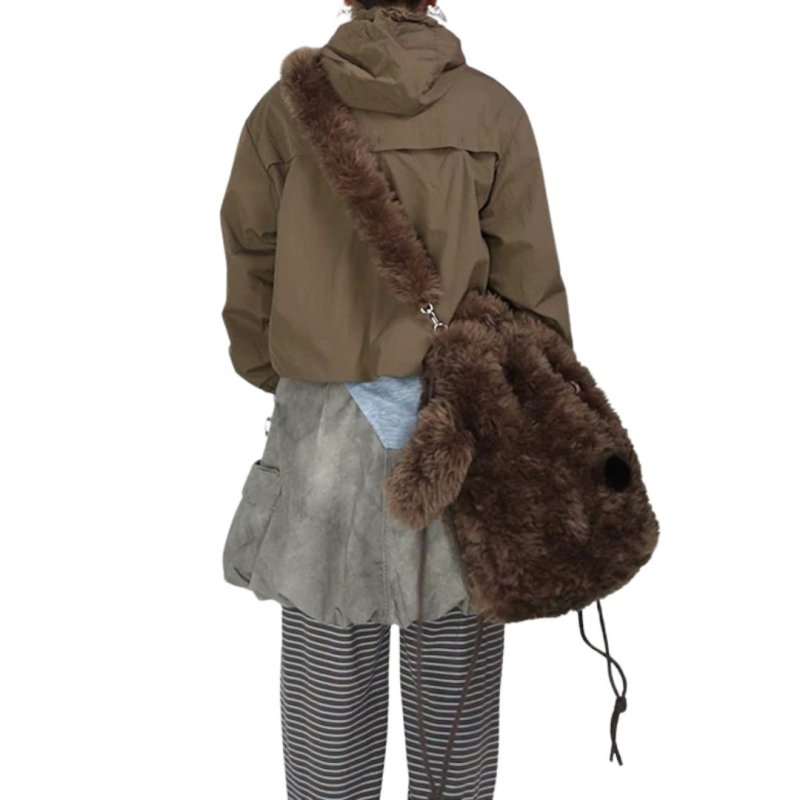 画像9: Fluffy Plush Dog Tote Shoulder Backpack Rucksack　モコモコぬいぐるみ犬ドッグトートショルダーバックパックリュックサック (9)