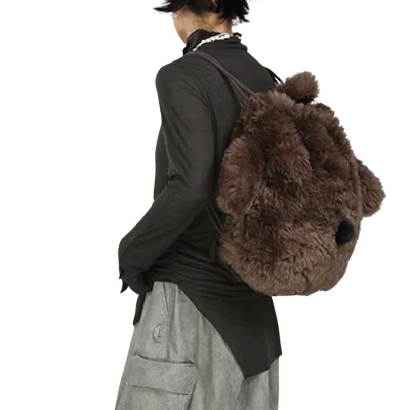 画像3: Fluffy Plush Dog Tote Shoulder Backpack Rucksack　モコモコぬいぐるみ犬ドッグトートショルダーバックパックリュックサック (3)