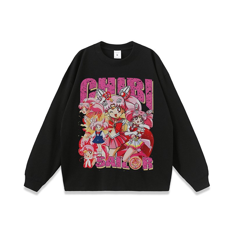 画像2: Chibi Sailor Moon print long-sleeved T-shirt  ちび美少女戦士セーラームーン  プリント 半袖Tシャツ  男女兼用 ユニセックス (2)