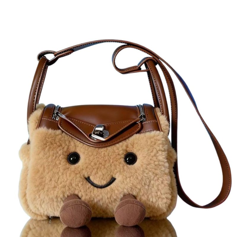 画像4: BK Smile Fur Tote Pochette Shoulder Bag Doll スマイル ファー ポシェット ショルダー モコモコ トート ぬいぐるみ バッグ  (4)