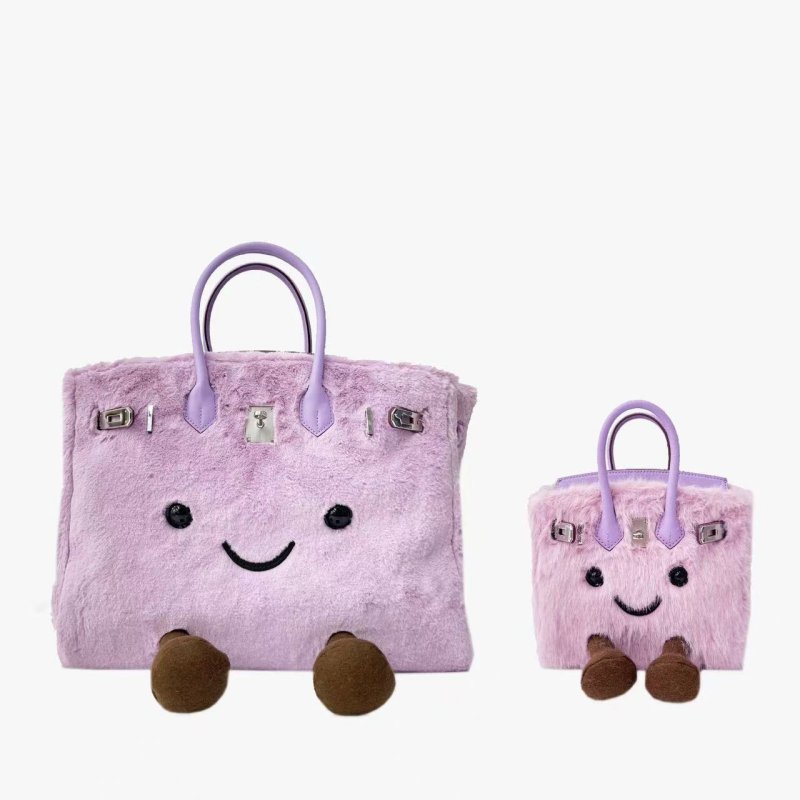 画像5: BK Smile Fur Tote Bag BK L スマイル ファー モコモコ トート ぬいぐるみ バッグ (5)