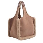画像1: Suede fur-trimmed bucket tote shoulder bag　スエードファートリミングバケットトートショルダーバッグ (1)