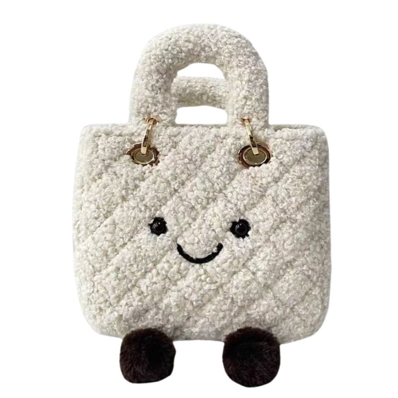 画像2: BK Smile Fur Tote Lady Bag Doll スマイル ファー モコモコ トート ぬいぐるみ バッグ  (2)