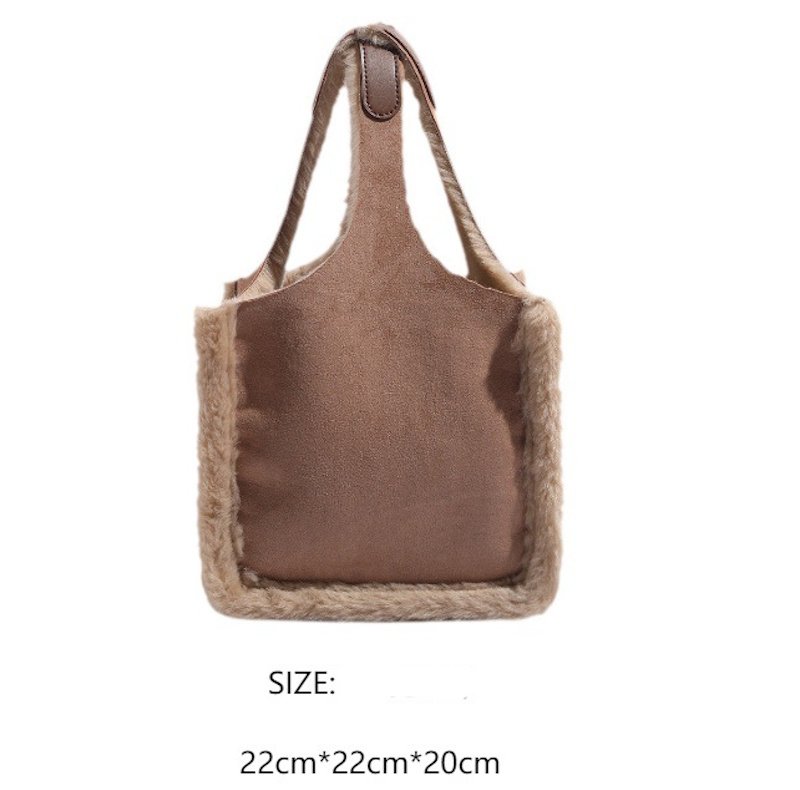 画像2: Suede fur-trimmed bucket tote shoulder bag　スエードファートリミングバケットトートショルダーバッグ (2)