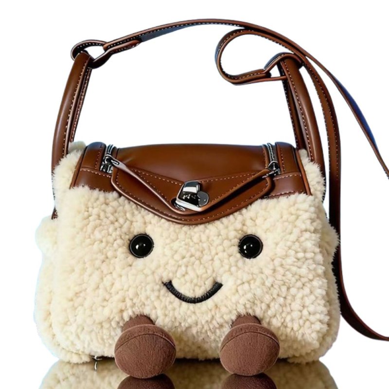 画像3: BK Smile Fur Tote Pochette Shoulder Bag Doll スマイル ファー ポシェット ショルダー モコモコ トート ぬいぐるみ バッグ  (3)