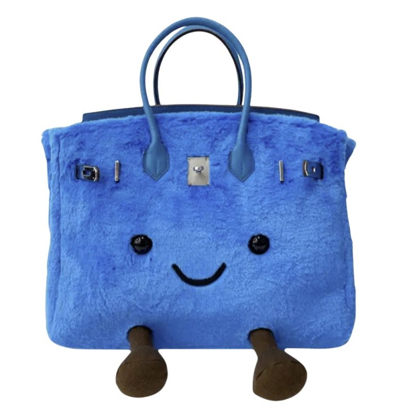 画像1: BK Smile Fur Tote Bag BK L スマイル ファー モコモコ トート ぬいぐるみ バッグ (1)